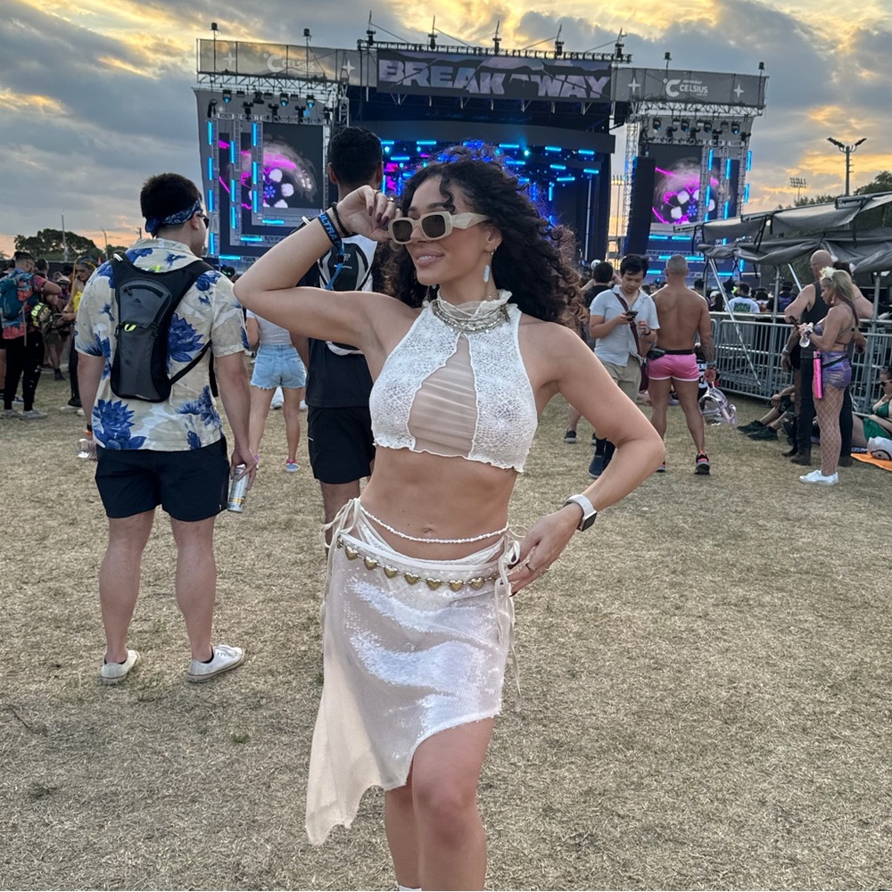 Sequin asymmetrical skirt